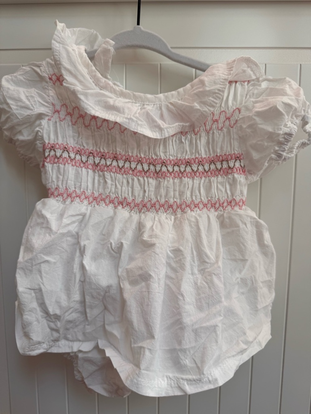 White bodysuit with Pink Stitching